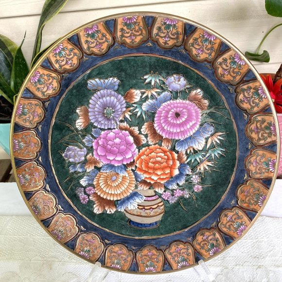 Vintage Ko-Kutani Style Decorative 12” Plate - Hand Painted Bouquet - Rare - Picture 1 of 8